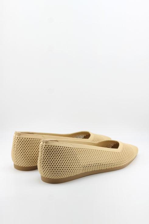 Miss Elastic Mesh Knit Pointed Ballet Flats